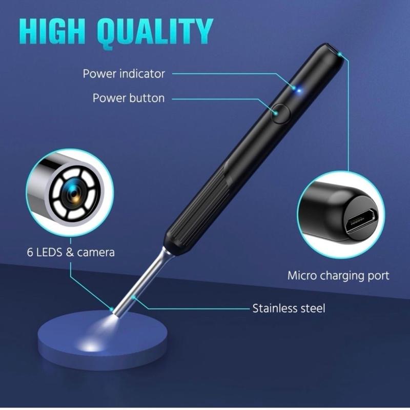 Ear Wax Removal Tool - Ear Cleaner with 1080P Camera, Ear Cleaning Kit with 8 Pcs Ear Set, Earwax Remover with Light, Endoscope with 5 Auxiliary Accessories, Otoscope for iPhone, iPad, Android Phones