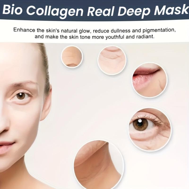 ( 8Pcs ) Bio-Collagen Real Deep Mask Pack Moisturizing and Firming Mask with Collagen, Hyaluronic Acid, Vitamin E and Niacinamide for All Skin Types Hydrating and Revitalizing