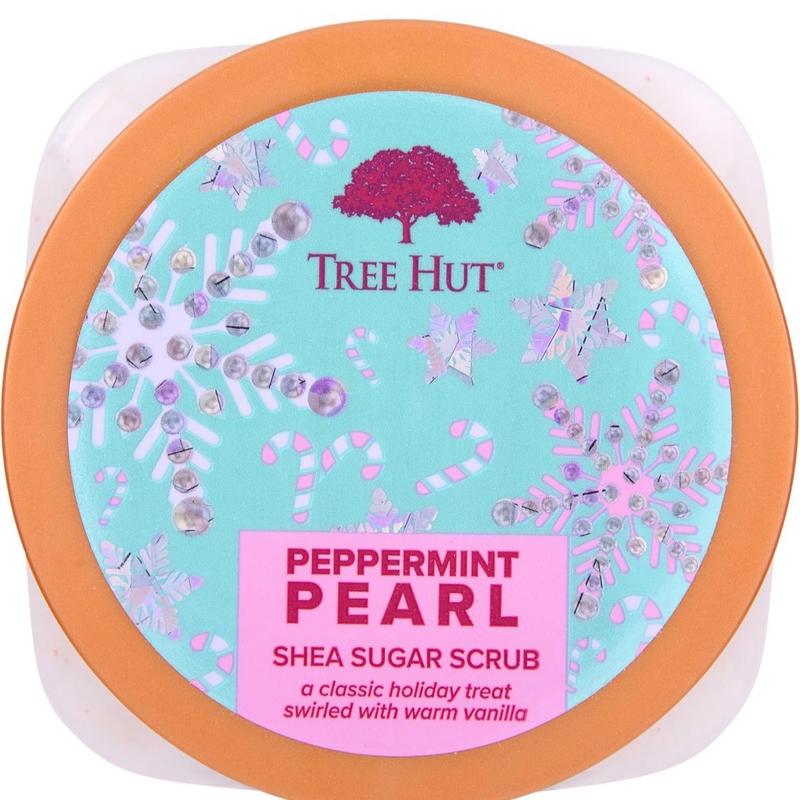 Tree Hut Peppermint Pearl Shea Sugar Scrub - Exfoliating Body Scrub for Soft & Hydrated Feel - Limited Edition Holiday Moisturizing Body Care