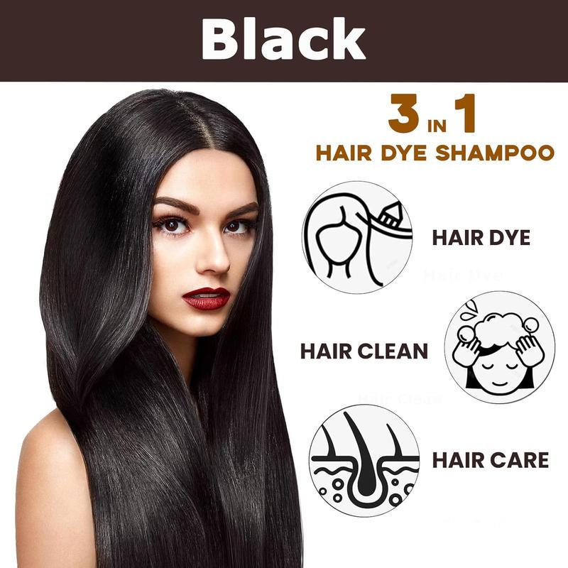 Natural Black 3-in-1 Hair dye shampoo, Instant 100% Gray Hair Color coverage, Unisex, Long-lasting Herbal Ingredient, Type Haircare, 16.9 fl oz