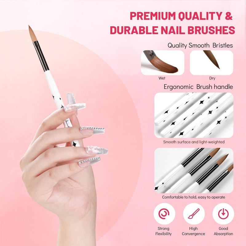 Acrylic Nail Brush Set - Acrylic Nail Brush for Acrylic Powder, Acrylic Application, Nail Extension and 3D Nail Sculpting for Beginners and Professionals Electric Nail