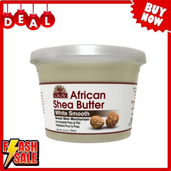 OKAY Pure Naturals Shea Butter Jar White for Intense Moisturization and Smooth Skin - 13oz