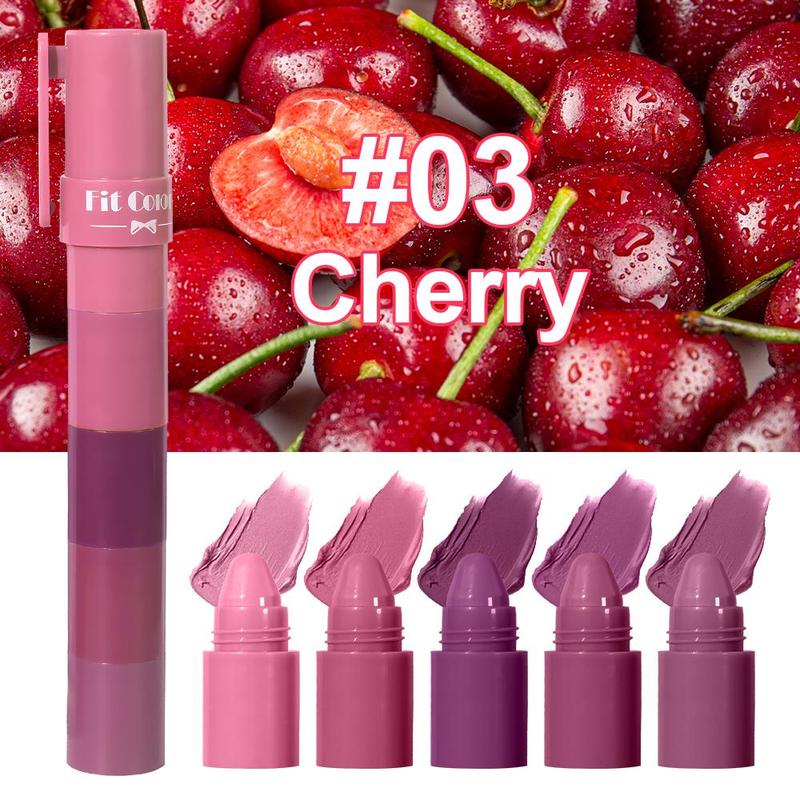 5-In-1 Long-lasting Matte Lipstick, 1 Box Moisturizing Lip Gloss, Suitable for All Occasions Lip Makeup, Girls and Women Makeup Accessories