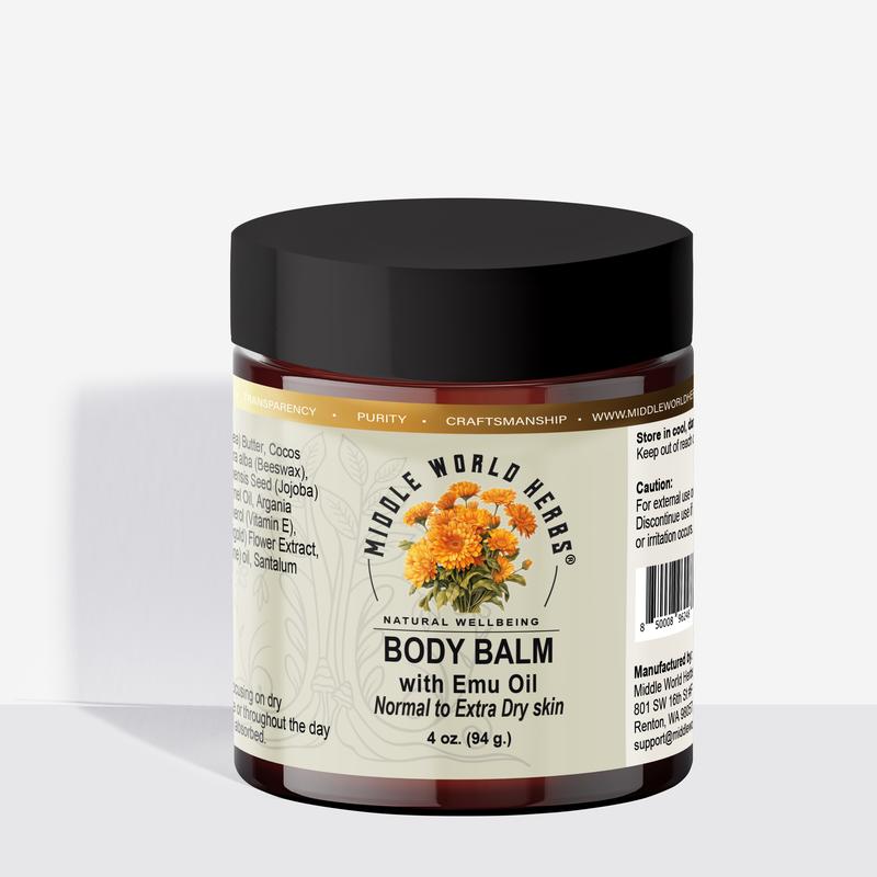 Body Balm with Emu Oil for Dry and Sensitive Skin, Full Body Care with Argan Oil, Jojoba, Shea Butter, Coconut, Calendula- Skin Care Repair & Comfort new bodybutter