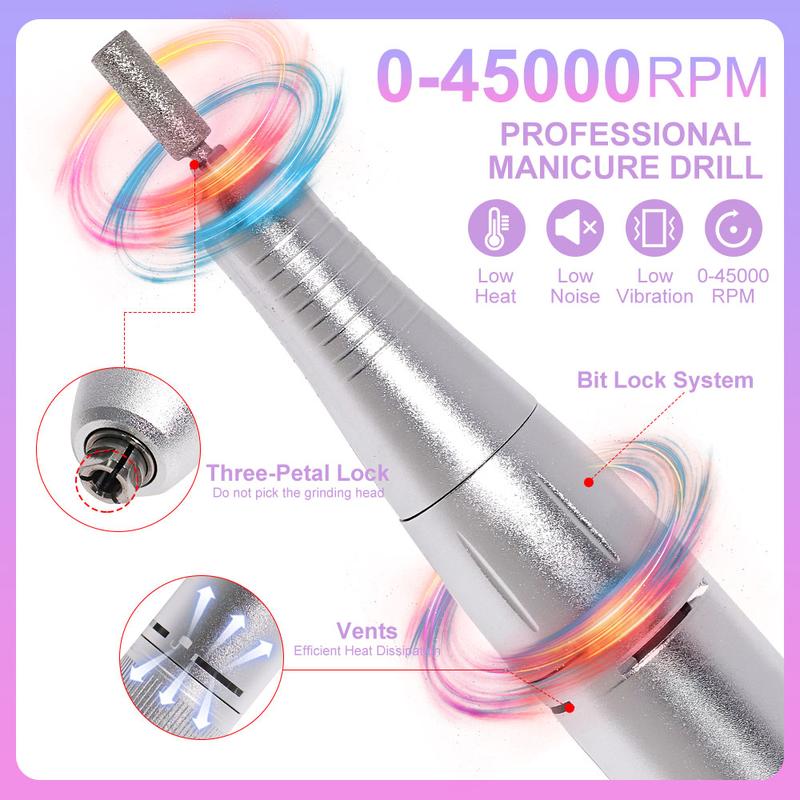 45000RPM Rechargeable Electric Nail Drill Machine With USB Connector Nail Polish Remover Drill Set Manicure Sander Low Noise Nail Care Cutics Nail Art