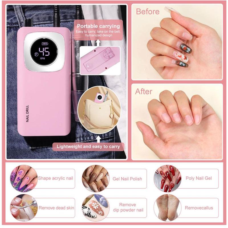 45000RPM Rechargeable Electric Nail Drill Machine With USB Connector Nail Polish Remover Drill Set Manicure Sander Low Noise Nail Care Cutics Nail Art