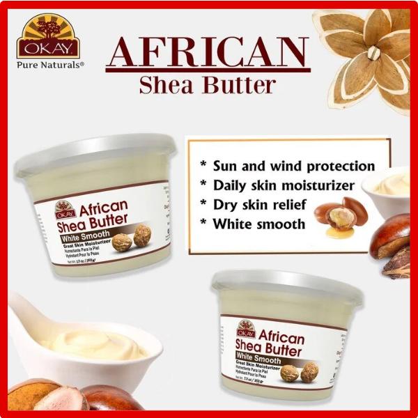 OKAY Pure Naturals Shea Butter Jar White for Intense Moisturization and Smooth Skin - 13oz