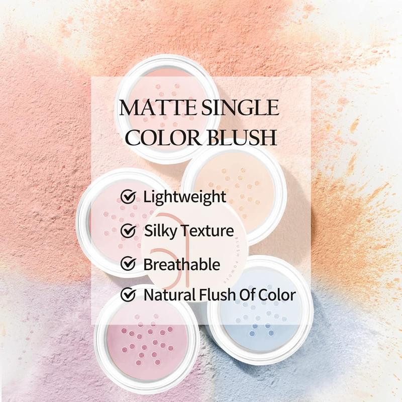 Boobeen Matte Blush Powder Makeup Loose Powder Face Blushes Single Color Blush Rouge Powder Natural Pink Blush for cheeks Gift Cosmetic