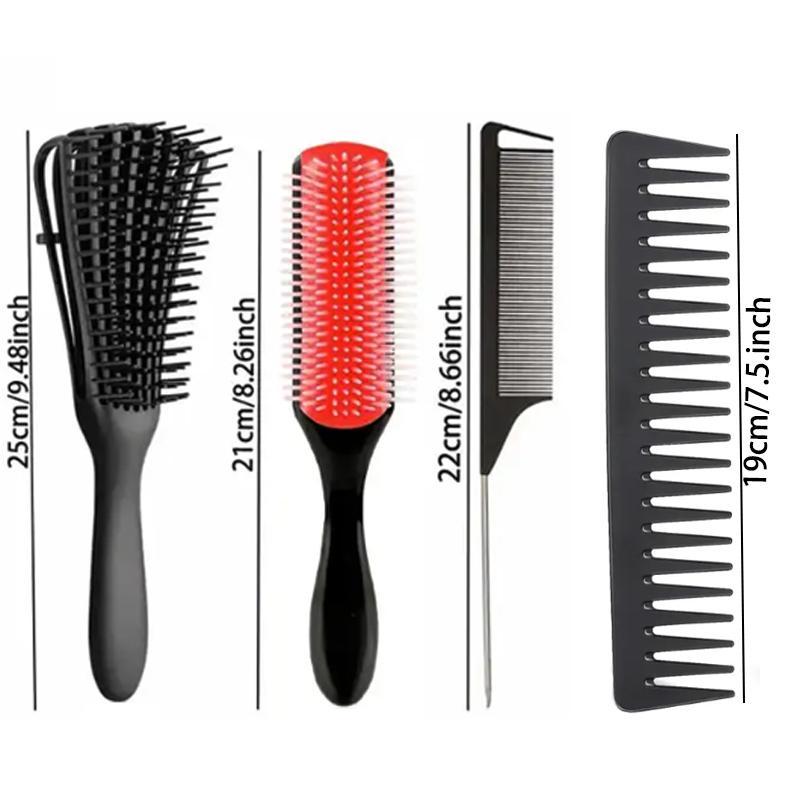 4pcs Hair Styling Comb Set, Including Hair Brush, Comb for Curly and Natural Hair, Detangling Hair Brush for Wet and Dry Hair, Professional Hair Styling Tools for Women & Men