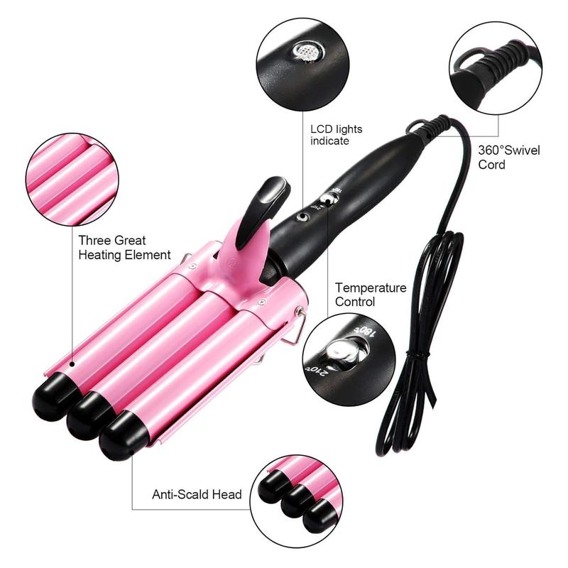 3 Barrels Ceramic Hair Curler, Professional Hair Styling Tool for Women, Easy To Use Hair Curler for Home Use, Hair Styling Tool for Daily Use, Christmas, Winter Gifts