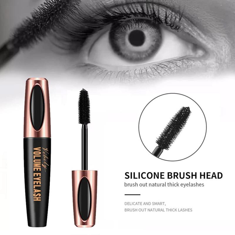 3 Pack 4D Silk Fiber Lash Mascara, Waterproof Smudge-proof Thickening Mascara Black Thickening Lengthening Mascara, All Day Exquisitely Full, Long, Thick, Long-Lasting No Flaking Lash Extensions