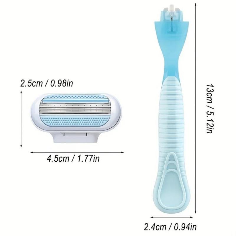 Women's Safety Razor Blades for Face Leg Armpit Bikini, 1 Count Razor Holder with 12pcs Detachable Reusable Blades, Hair Removal Shaving Tool for Women