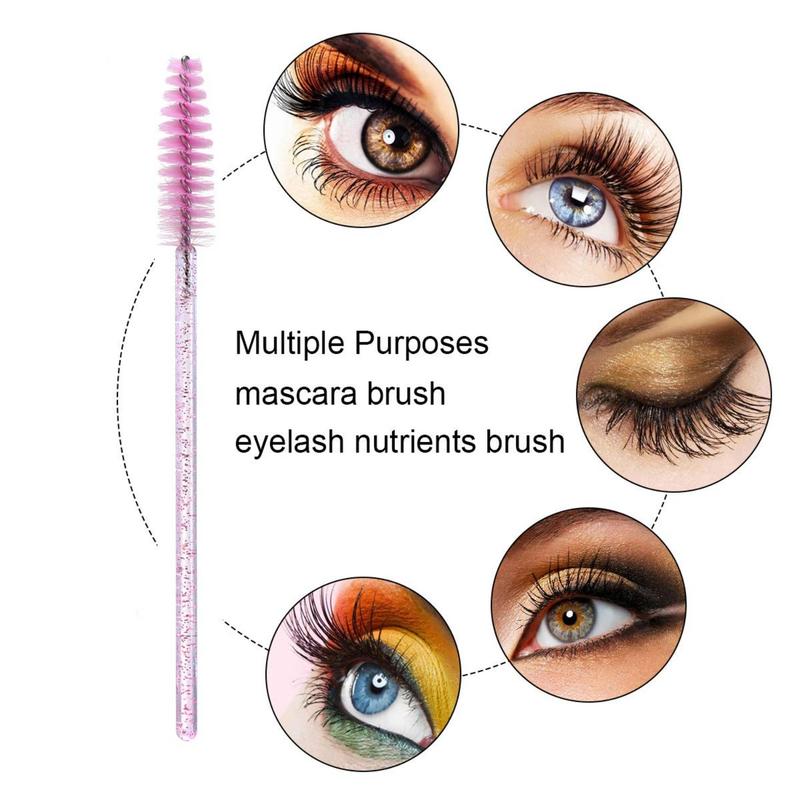 100pcs Disposable Mascara Brushes with Container, Mascara Wands Makeup Brushes Applicators Kits for Eyelash Extensions and Eyebrow Brush