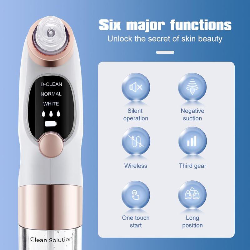 Vacuum Blackhead Remover, 1 Box Rechargeable Blackhead Extractor with 6 Suction Heads, Facial Beauty Instrument for Women & Men