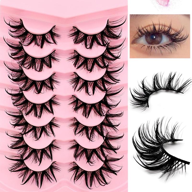 3D Fluffy False Eyelashes, 7 Pairs Natural Curling Eye Makeup Strip Lashes, Full Volumized False Eyelashes for Women and Girls Eye Makeup Enhancement