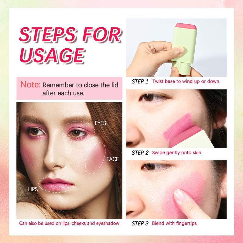 3-color rotating powder blusher stick is applicable to powder blusher stick for cheek cream makeup Cosmetic