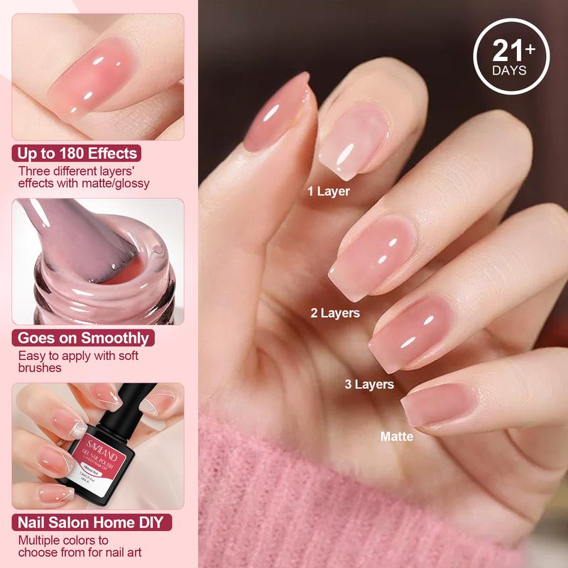 SAVILAND Jelly Gel Nail Polish Set, 30 Colors Translucent Nude Pink Transparent Nail Polish Set with 180 Sheer Matte Glossy Effects for Nail Salon DIY Home Set Holiday Gift Nail Art Nail Care Manicure Cutics