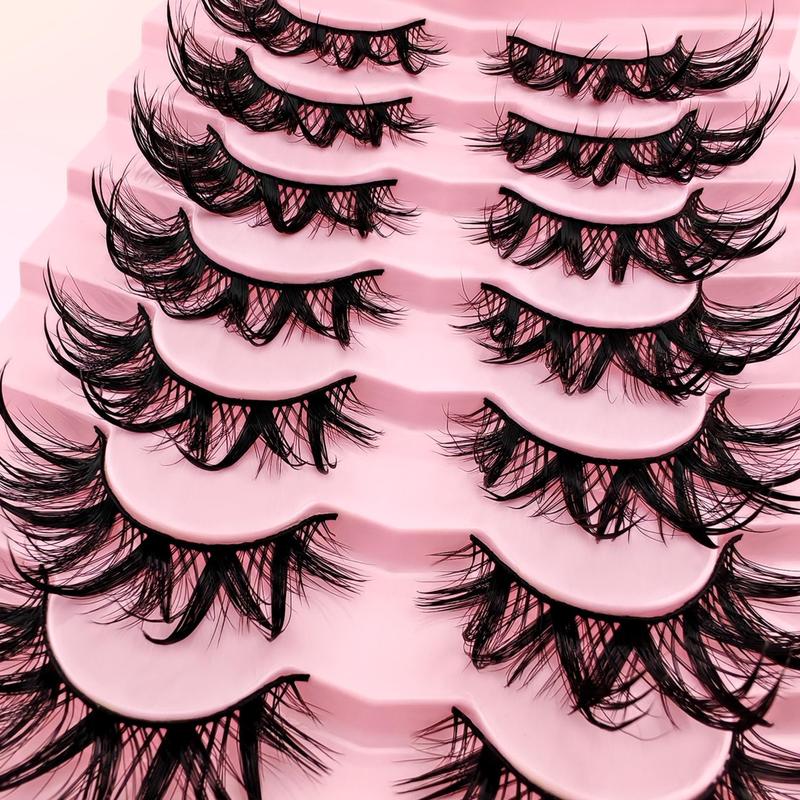 3D Fluffy False Eyelashes, 7 Pairs Natural Curling Eye Makeup Strip Lashes, Full Volumized False Eyelashes for Women and Girls Eye Makeup Enhancement