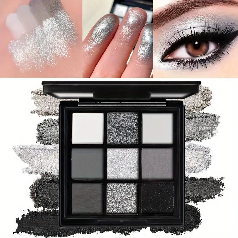 9 Color Punk Eyeshadow Palette, 1 Count Glitter & Matte Eye Shadows Palette, Long Lasting Shimmering Eye Shadow Makeup Products