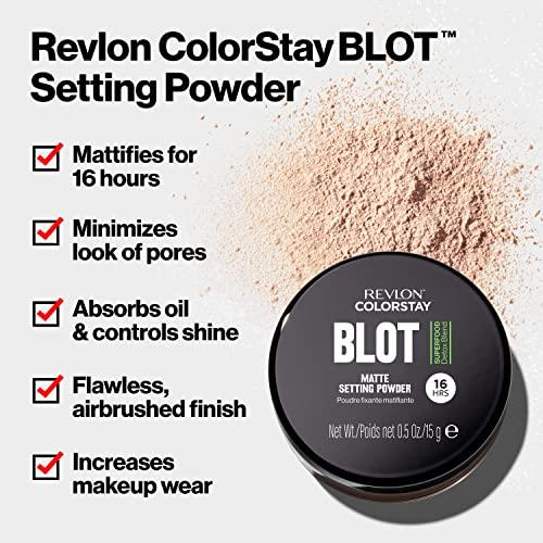 Revlon ColorStay Blot Face Powder, Mattifying, Blurring & Oil Absorbing Setting Powder, Absorb Sebum, Blurs Imperfections and Reduces Pore Appearance, 0.5 oz Makeup Cosmetic