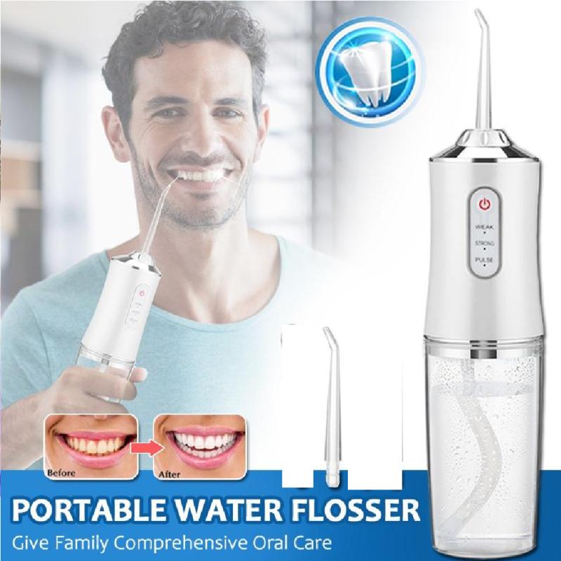 Effortless Dental Care: Portable & Cordless Oral Irrigator with 3 Modes, Waterproof, Rechargeable, and 4 Nozzles for Gums Rechargeable Portable Water Flosser