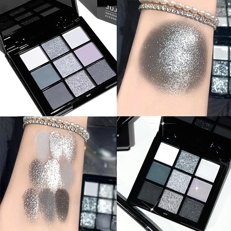 9 Color Punk Eyeshadow Palette, 1 Count Glitter & Matte Eye Shadows Palette, Long Lasting Shimmering Eye Shadow Makeup Products