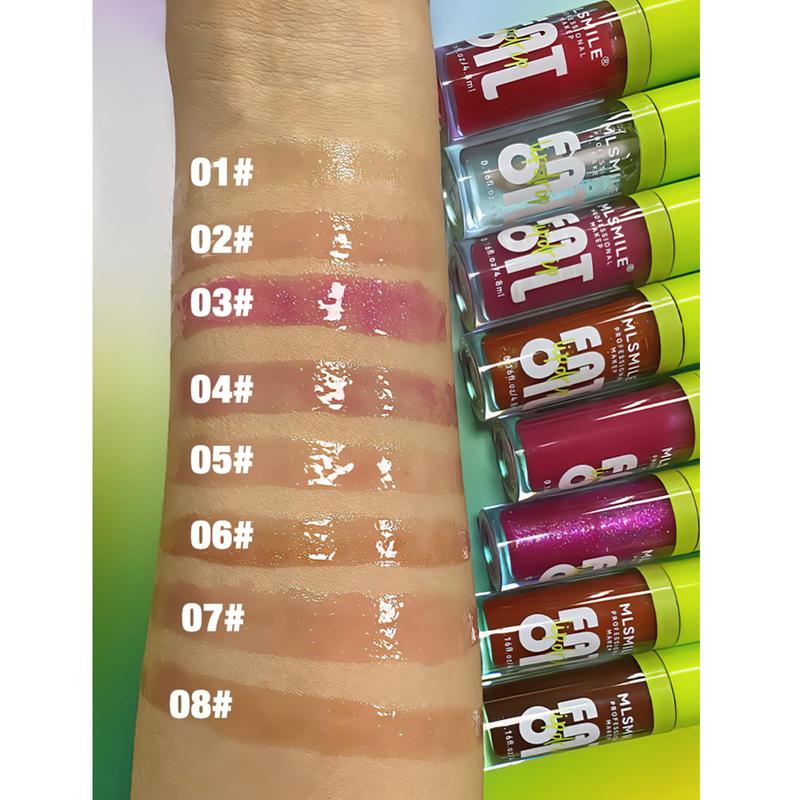 Lip Oil Lip Glaze, 6 Colors Fat Oil Lip Drip Hydrating Lip Glow Oil Big Brush Head Moisturizing Lip Gloss, Shiny Transparent Tinted Plumping Lip Oil Long Lasting Nourishing