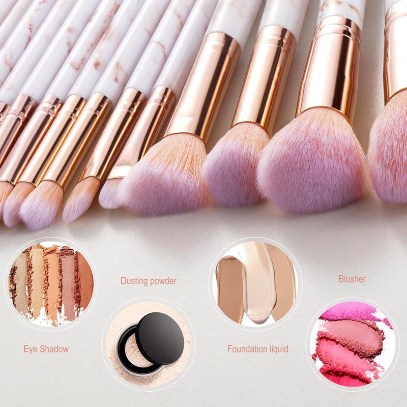 Professional Makeup Brush & Puff Set, 15pcs Facial Detailing Makeup Brushes & 6 Counts Soft Makeup Puff, Makeup Tools for Women