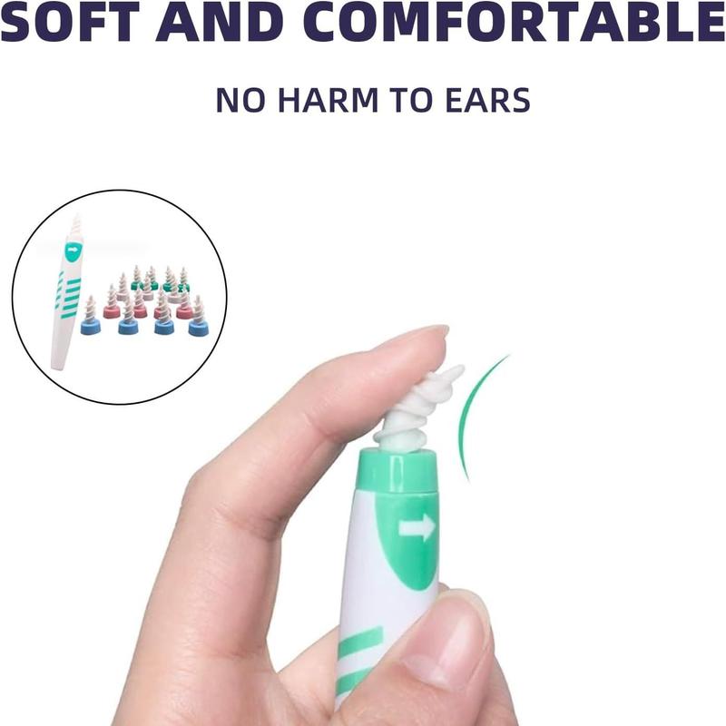 Ear Wax Removal Tool, 1 Set Spiral Reusable Ear Wax Removal Kit, Safe Ear Cleaner with 16pcs Soft and Flexible Replacement Tips