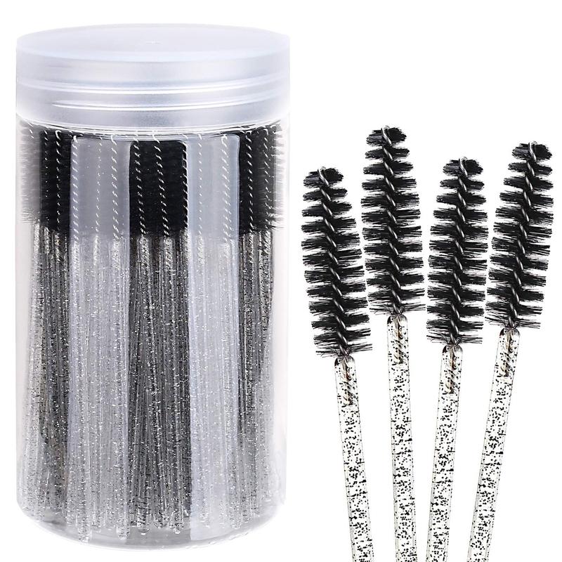 100pcs Disposable Mascara Brushes with Container, Mascara Wands Makeup Brushes Applicators Kits for Eyelash Extensions and Eyebrow Brush