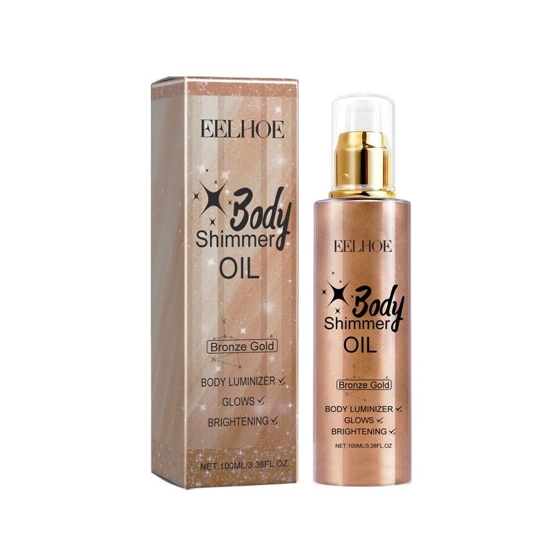 EELHOE Body Glitter Oil Liquid Glitter Highlight Oil Full Body Beach Sexy Glow Oil （GOLD）