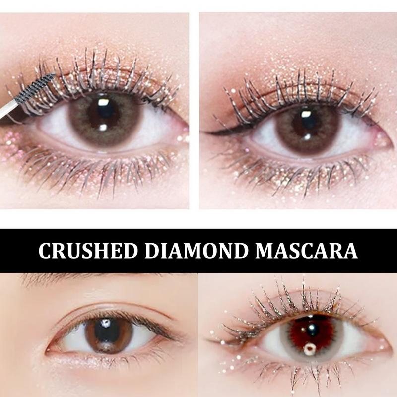 EELHOE Glitter Diamond Mascara 8ml Styling Primer Quick-drying Film-forming Glitter Tear-proof Mascara Makeup Cosmetic