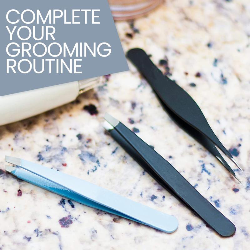 Pointed Tweezers with sharp precision tip. Ideal for eyebrows, ingrown hair, removing blackheads & splinters. Surgical pointed. Color: Black.