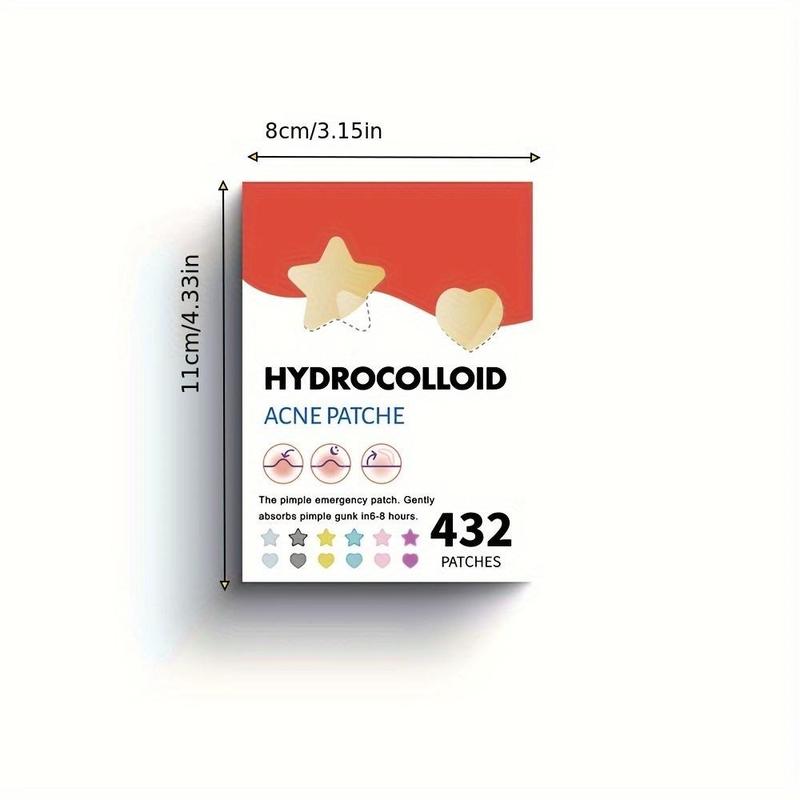 HydrocolloidAcne Patches 432pcs box Star-Shaped Pimple Patch - Conceals Freckles, Comedo, Acne, and Blemishes - Gentle, Waterproof, and Reusable Acne Cover Patches for Sensitive Skin