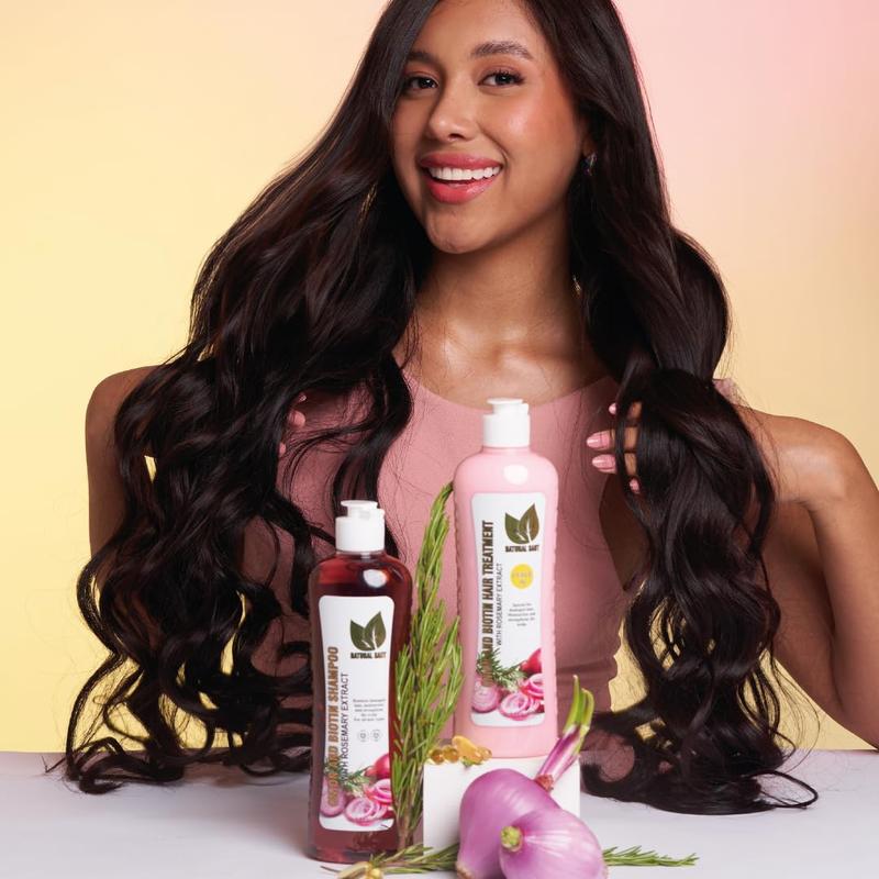 Onion Biotin and Rosemary Shampoo & Treatment Set for Stronger, Thicker and Longer Hair