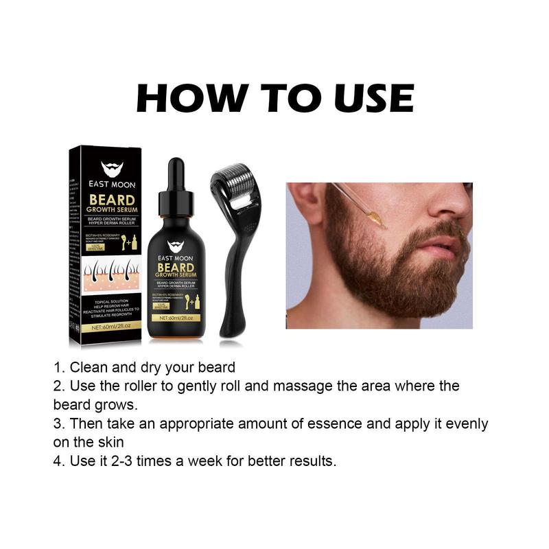 1 2 bottle of men's beard care beard serum beard care set beard thickening serum set + massage roller