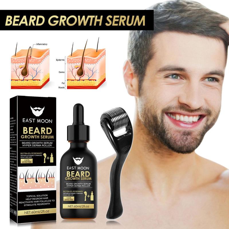 1 2 bottle of men's beard care beard serum beard care set beard thickening serum set + massage roller