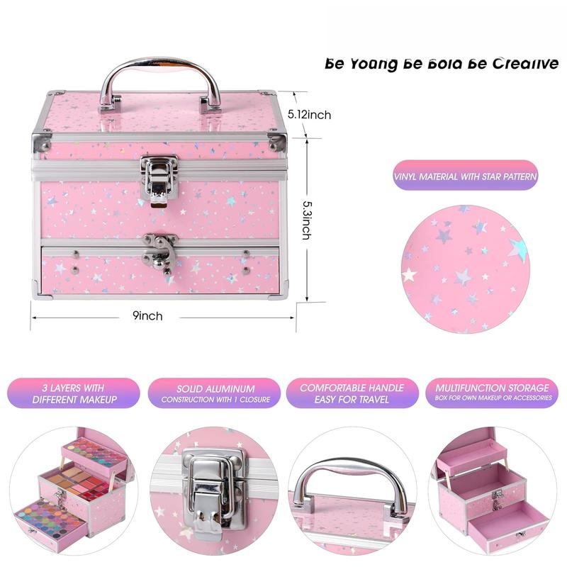 Makeup Kit for Teens with  Case, Portable Beginner Makeup Gift Set, Makeup Beauty Kit for Girls (PINK)