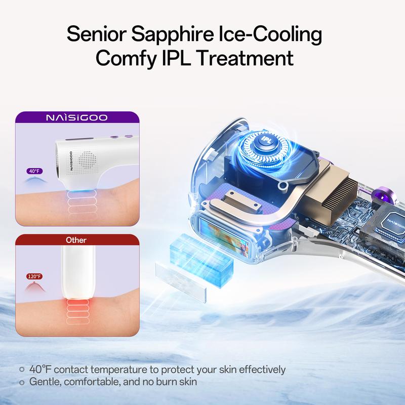 Sapphire ice-cooling IPL Laser Hair Removal Device 4 Sessions For Visible Results Effective 550nm Smooth Comfort ipl ice cool hair removal device laser ipl Home IPL pain  free Portable IPL IPL Hair