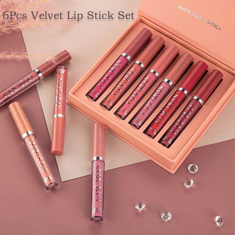 Matte Liquid Lipstick Set, 6pcs Nude Lipsticks Makeup Kit for Women, Velvet Lip Gloss, Waterproof - Daily, Moisturizing