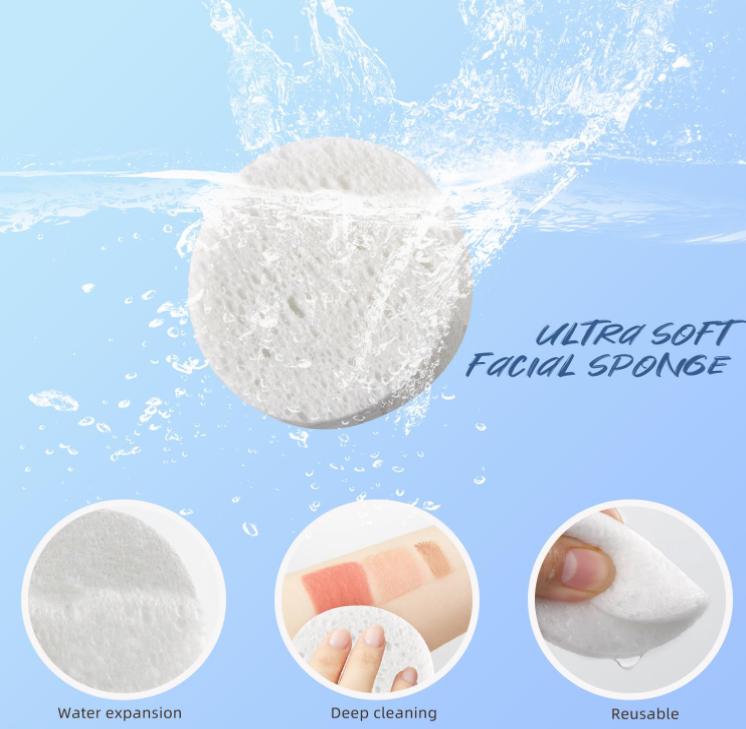 50-Count Compressed Facial Sponges, 100% Natural Cosmetic Spa Sponges for Facial Cleansing for Daily Facial Cleansing, Exfoliating Mask, Makeup Remover. Ideal for Home and Travel. (Milk White)