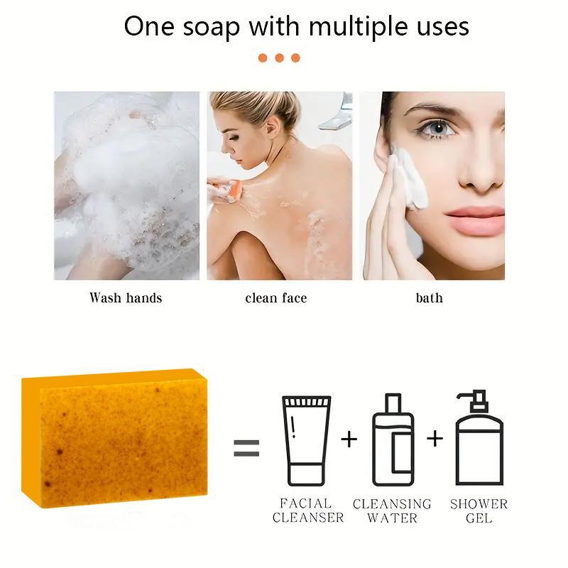 Turmeric & Kojic Acid Soap, 3 Counts set Handmade Deep Cleaning Soap Bar for Body & Face & Hand, Multi-use Body Wash & Soap for Women & Men, Skin Care Product