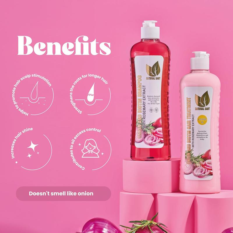 Onion Biotin and Rosemary Shampoo & Treatment Set for Stronger, Thicker and Longer Hair