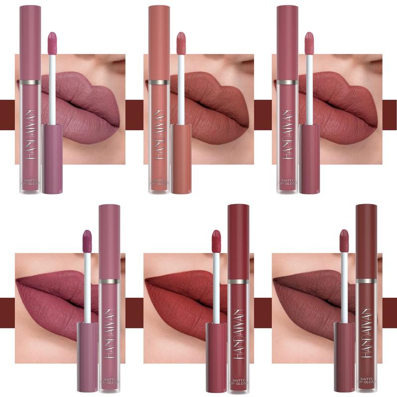 Matte Liquid Lipstick Set, 6pcs Nude Lipsticks Makeup Kit for Women, Velvet Lip Gloss, Waterproof - Daily, Moisturizing