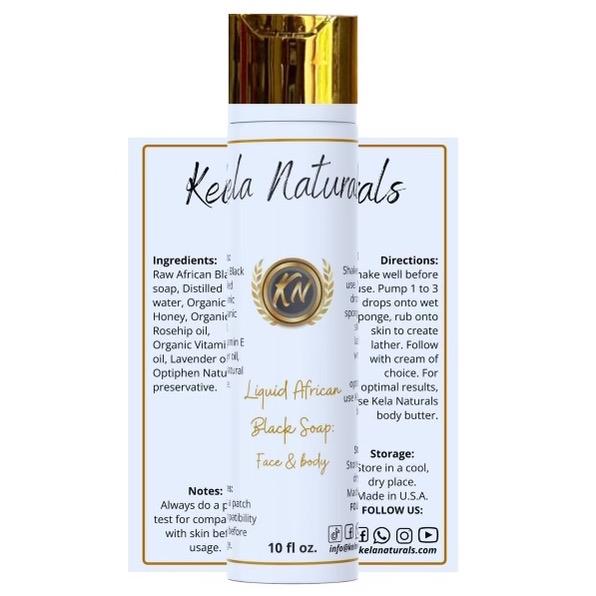 Kela Naturals African Black Soap Body Wash - Natural Cleansing and Hydrating Moisturizer Gentle Body Care Skin Repair Moisturizing Skin Care Cleanser Comfort