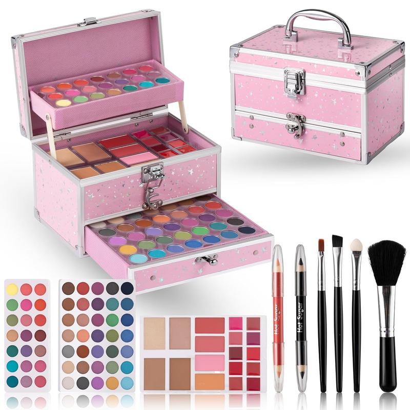 Makeup Kit for Teens with  Case, Portable Beginner Makeup Gift Set, Makeup Beauty Kit for Girls (PINK)