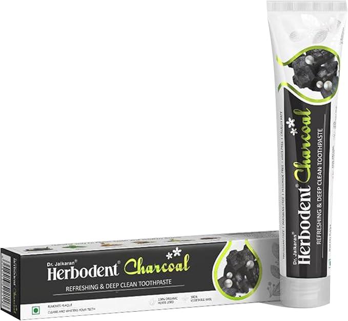 Herbodent Charcoal Toothpaste - Activated Bamboo Charcoal & Organic Herbs - No Bleach, No Fluoride - 6.53 Oz (1) - Oral Care