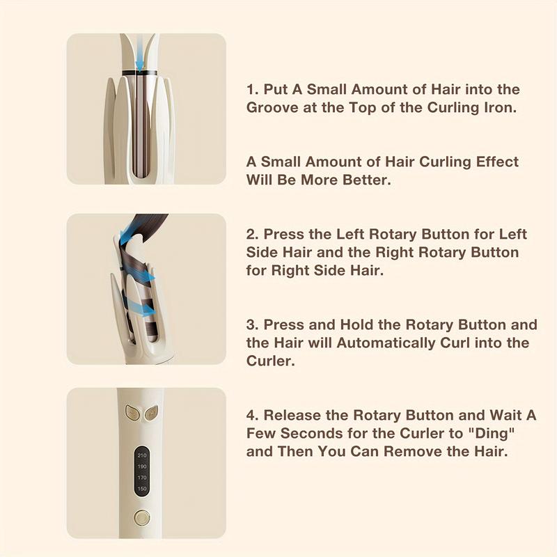 Genai Automatic Hair Curler, 28mm Barrel, 4 Temperature Modes, Negative Ion Generator, Smart Timer and Sensor, Auto Off for Safety straightening brush