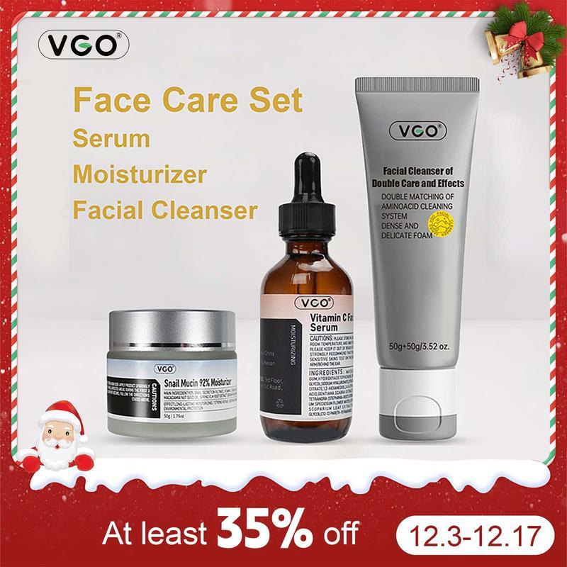 VGO-Vitamin C Serum, Moisturizer, and Facial Cleanser Set Cleansing Moisturizing Suitable for sensitive skin-Live Skincare Radiance-A