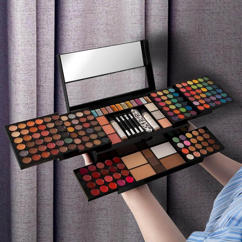 M 187 Colors Professional Makeup Palette - All-in-One Kit With Eye Shadows, Lipsticks, Mascara, Foundations, Blushes, Brow Pencils,  File - Makeup Gift Set for Women and Girls